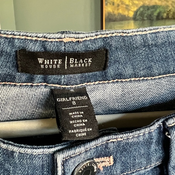 WHBM girlfriend fit denim with rhinestone embellishments size 8 - Picture 5 of 7